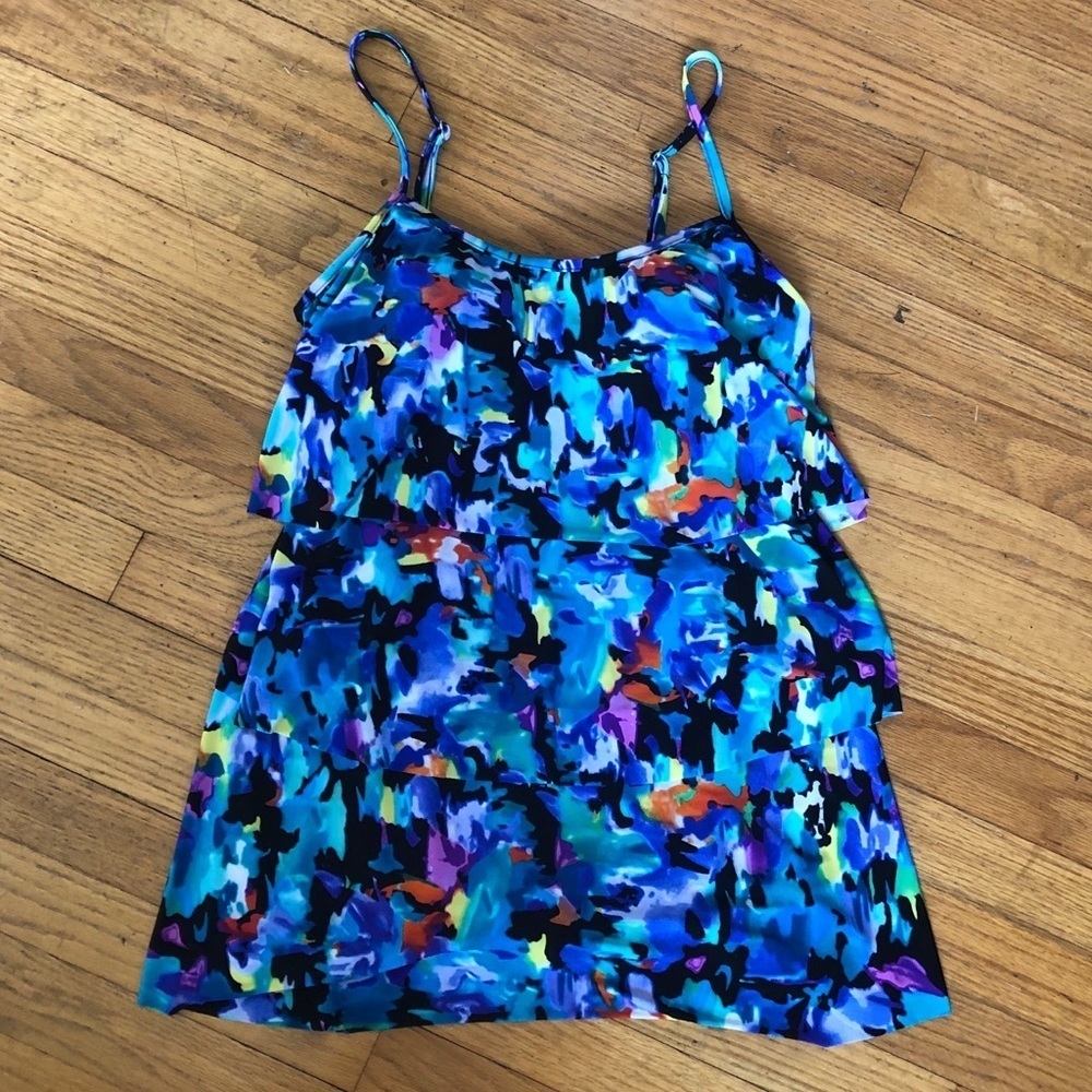 Mainstream Blue Ruffle Tiered One Piece Swimsuit